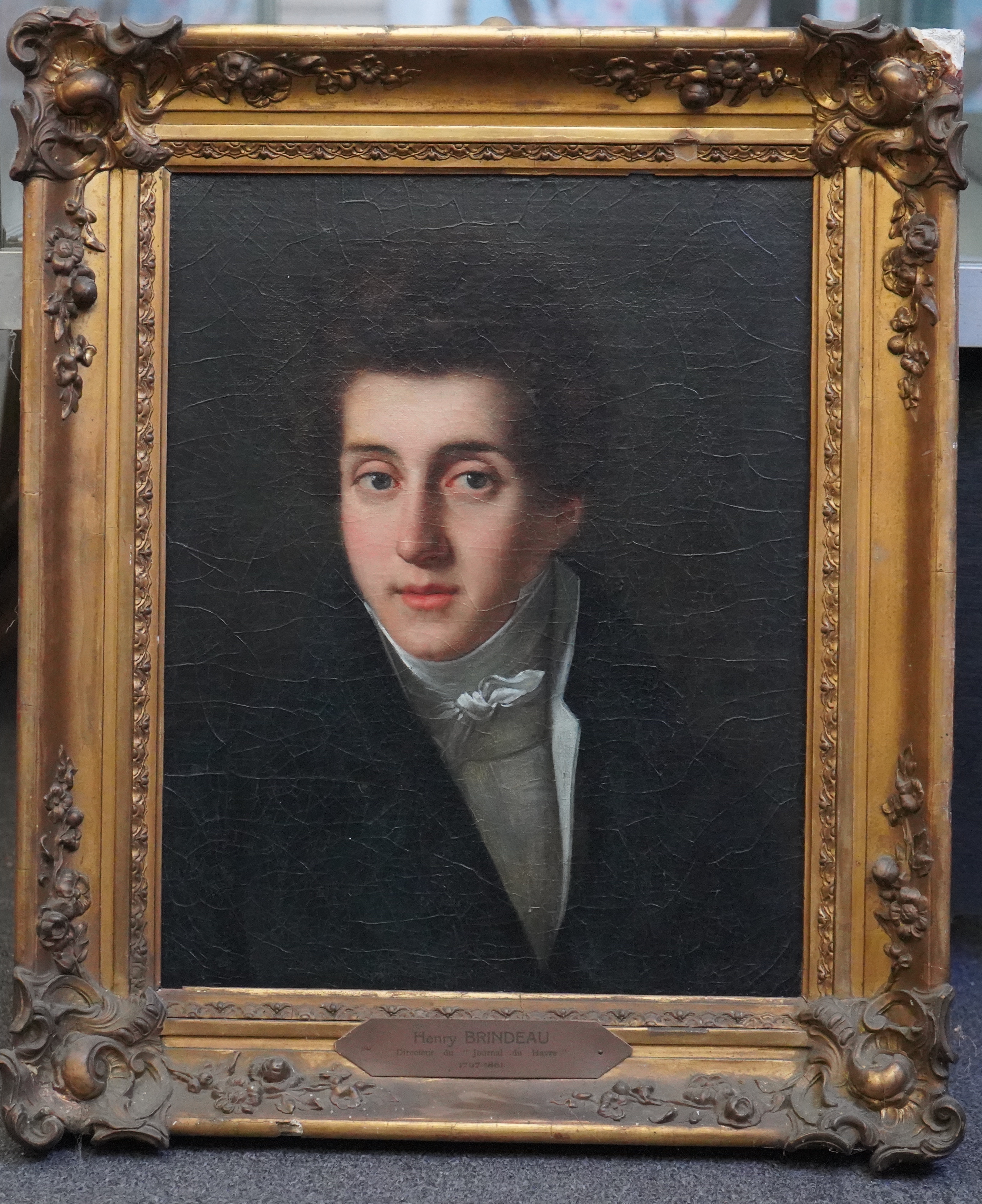 19th century French School , Portrait of Henry Brindeau, Directeur du Journal du Havre (1797-1861), oil on canvas, 40 x 31cm